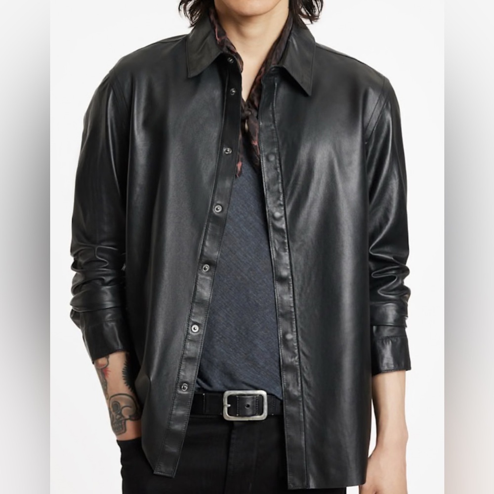 JOHN VARVATOS LEATHER SHIRT JACKET SZ 50/L - Picture 2 of 7